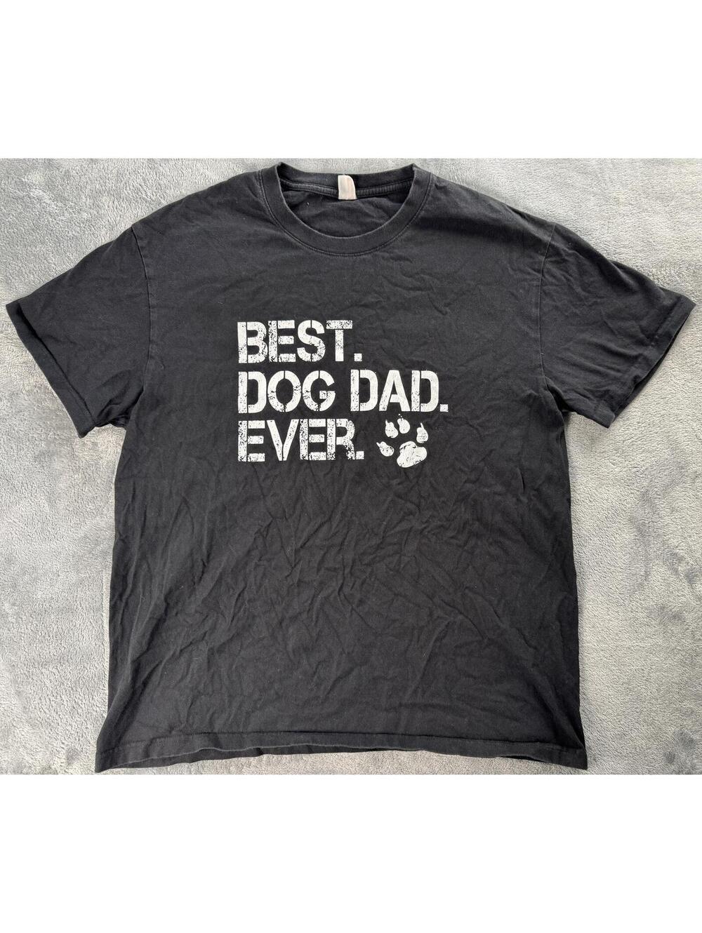 Best Dog Dad Ever Black Graphic T-Shirt Cool Fathers Day Gift for Him Size Large